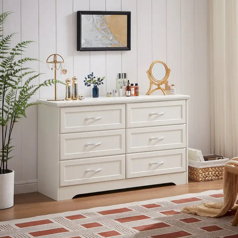 Commode de chambre moderne à 3 tiroirs avec chiffonnier à 6 tiroirs, organiseur de vêtements - Poignées en métal pour salon, chambre à coucher