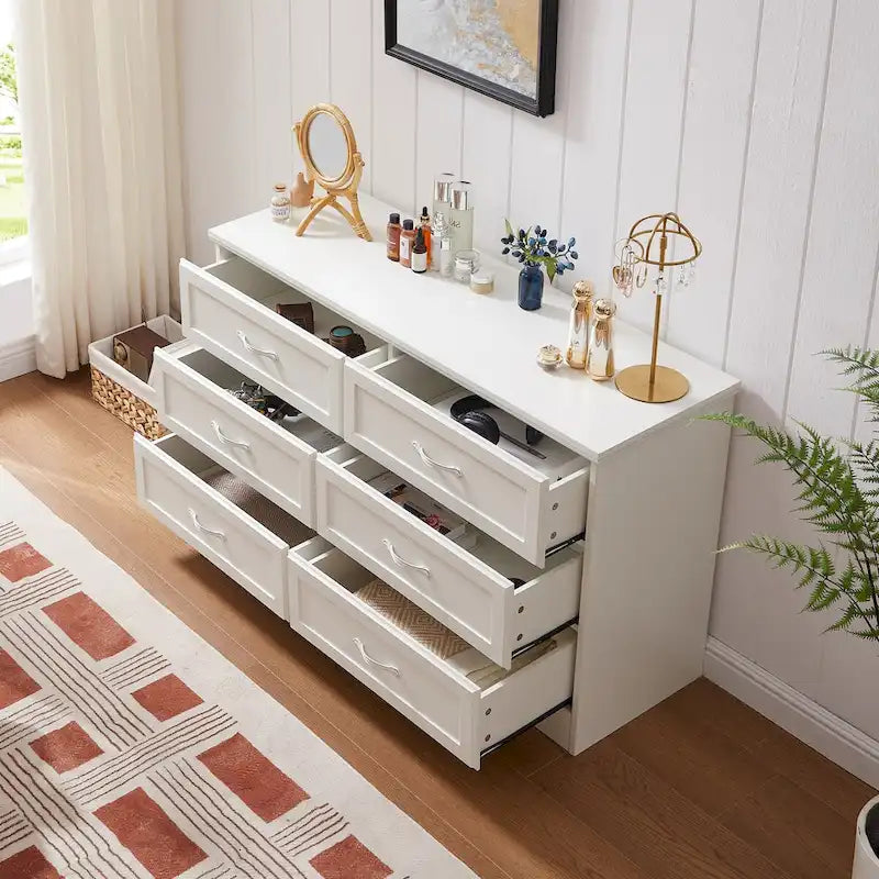Commode de chambre moderne à 3 tiroirs avec chiffonnier à 6 tiroirs, organiseur de vêtements - Poignées en métal pour salon, chambre à coucher