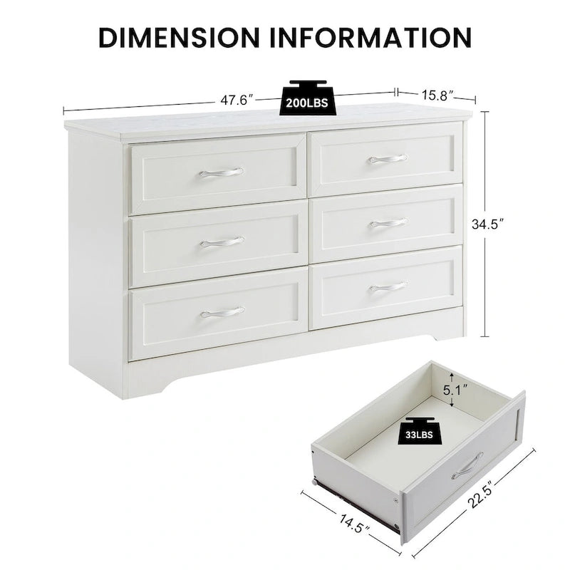 Commode de chambre moderne à 3 tiroirs avec chiffonnier à 6 tiroirs, organiseur de vêtements - Poignées en métal pour salon, chambre à coucher