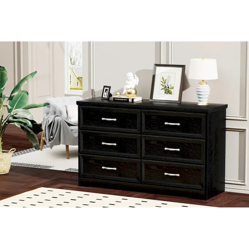 Commode de chambre moderne à 3 tiroirs avec chiffonnier à 6 tiroirs, organiseur de vêtements - Poignées en métal pour salon, chambre à coucher