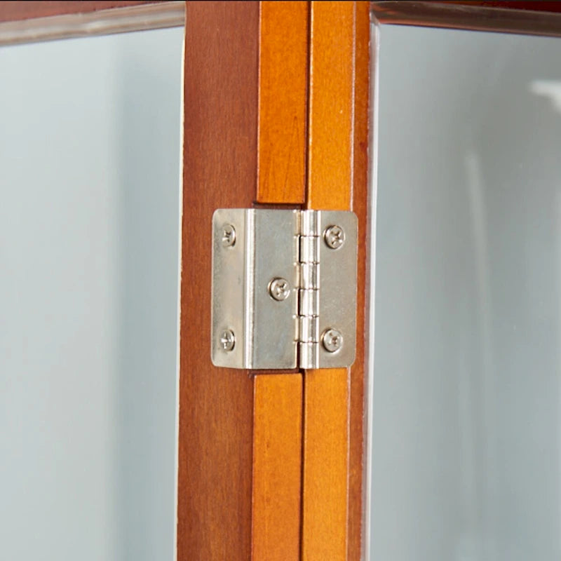 Vitrine éclairée, étagères réglables, panneau arrière miroir, portes en verre trempé (6 niveaux), (ampoule E26 non incluse)