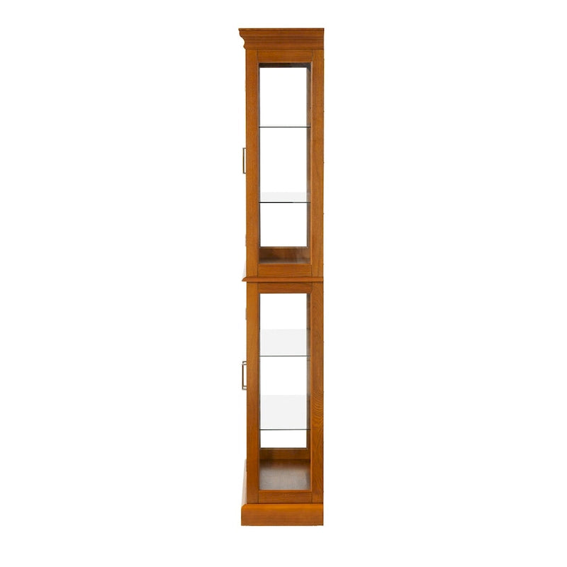 Vitrine éclairée, étagères réglables, panneau arrière miroir, portes en verre trempé (6 niveaux), (ampoule E26 non incluse)