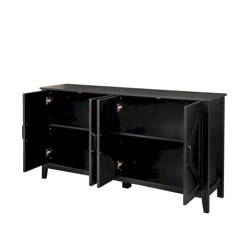 Armoire à 4 portes et 4 étagères ouvertes, buffet autoportant, armoire de rangement pour entrée