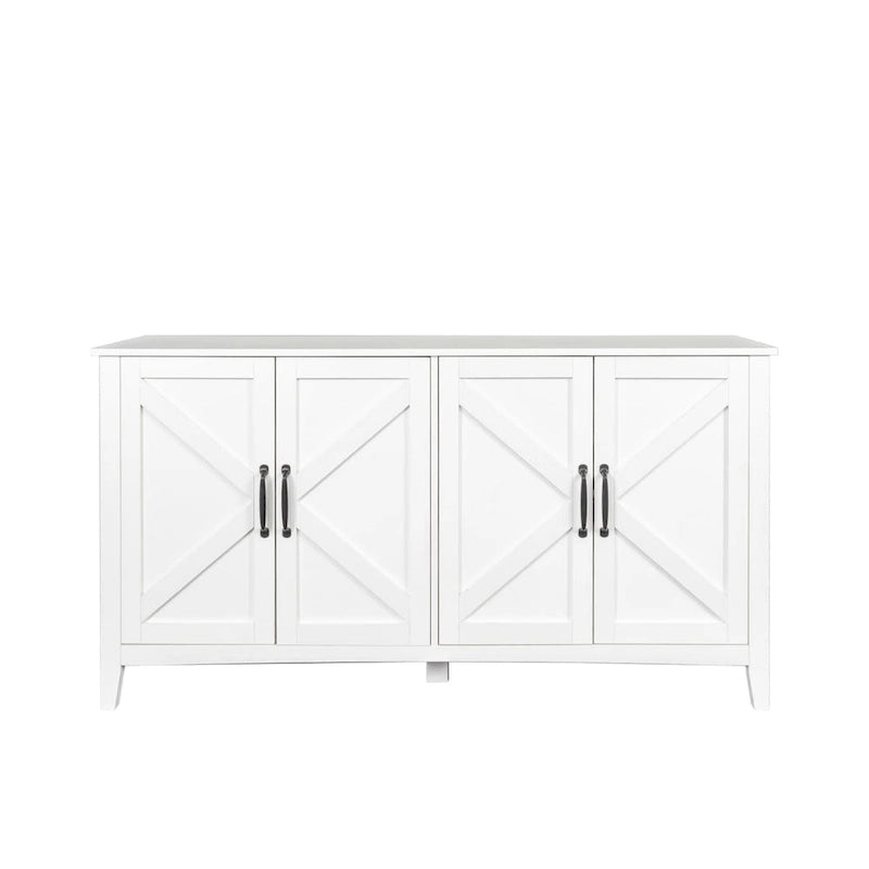 Armoire à 4 portes et 4 étagères ouvertes, buffet autoportant, armoire de rangement pour entrée