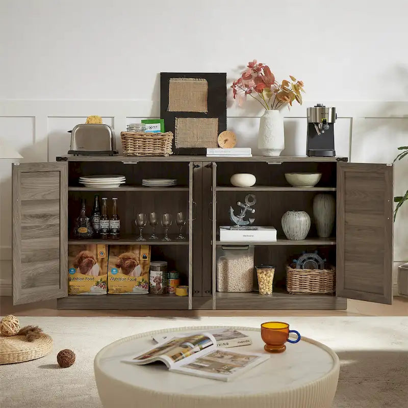 Armoire de rangement rustique en similicuir tressé