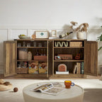 Armoire de rangement rustique en similicuir tressé
