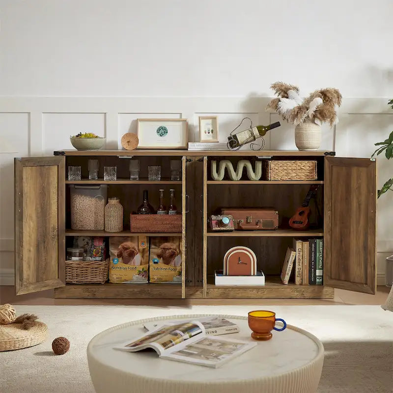 Armoire de rangement rustique en similicuir tressé