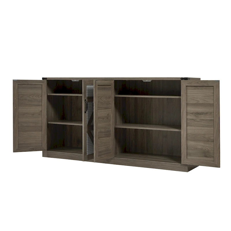 Armoire de rangement rustique en similicuir tressé