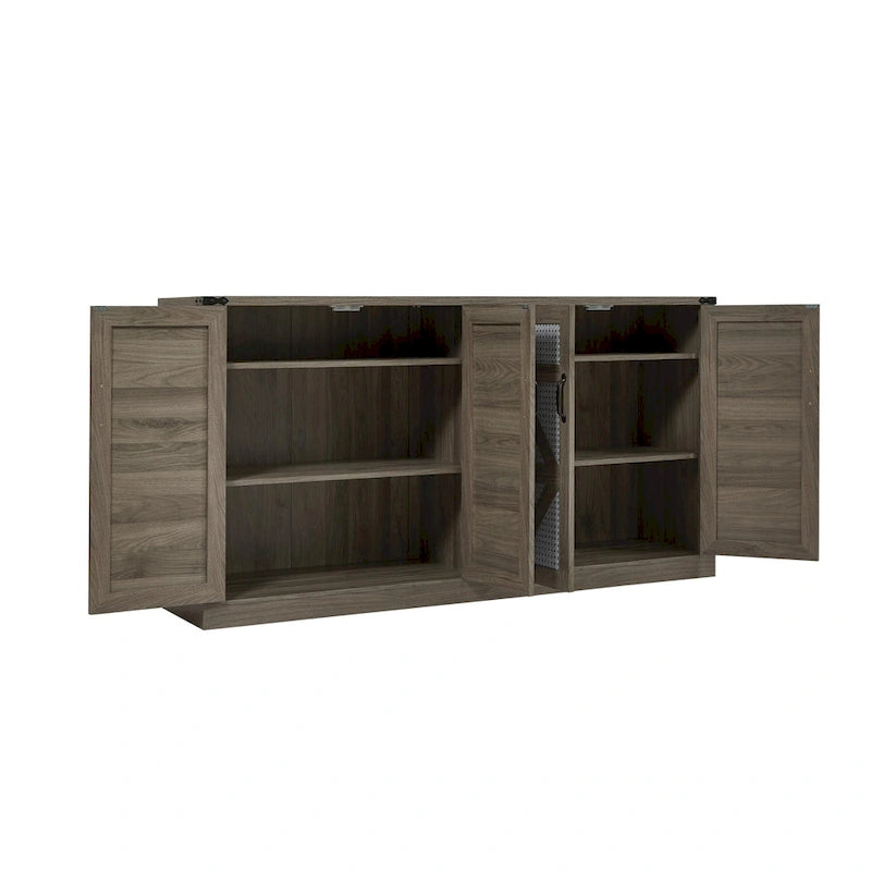 Armoire de rangement rustique en similicuir tressé