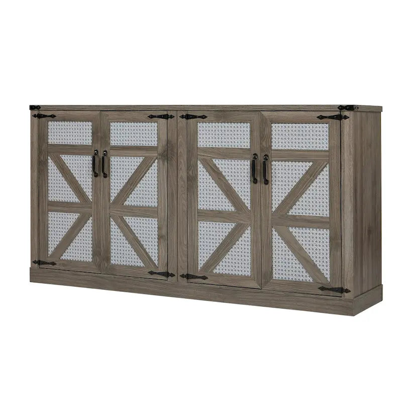 Armoire de rangement rustique en similicuir tressé