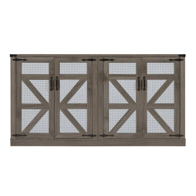 Armoire de rangement rustique en similicuir tressé