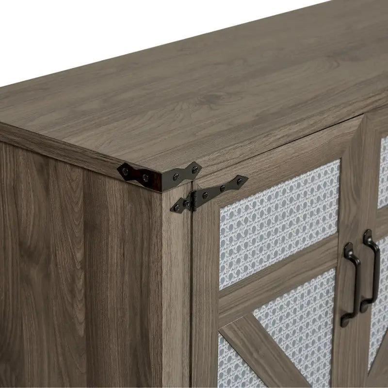 Armoire de rangement rustique en similicuir tressé