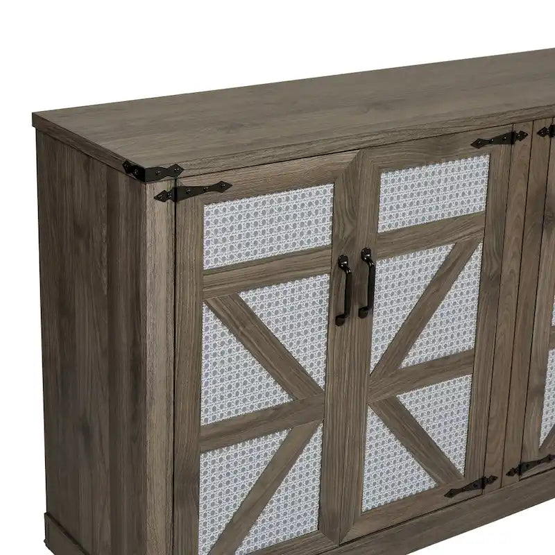 Armoire de rangement rustique en similicuir tressé