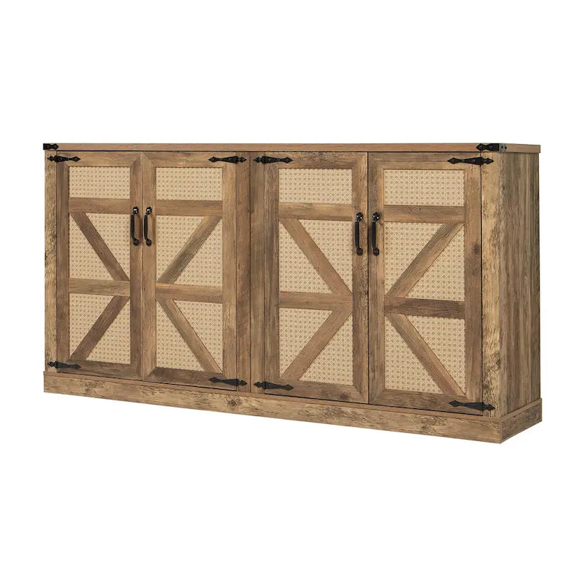 Armoire de rangement rustique en similicuir tressé