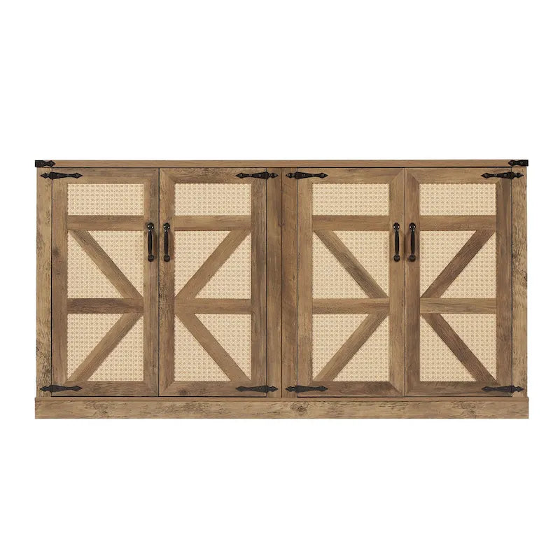Armoire de rangement rustique en similicuir tressé