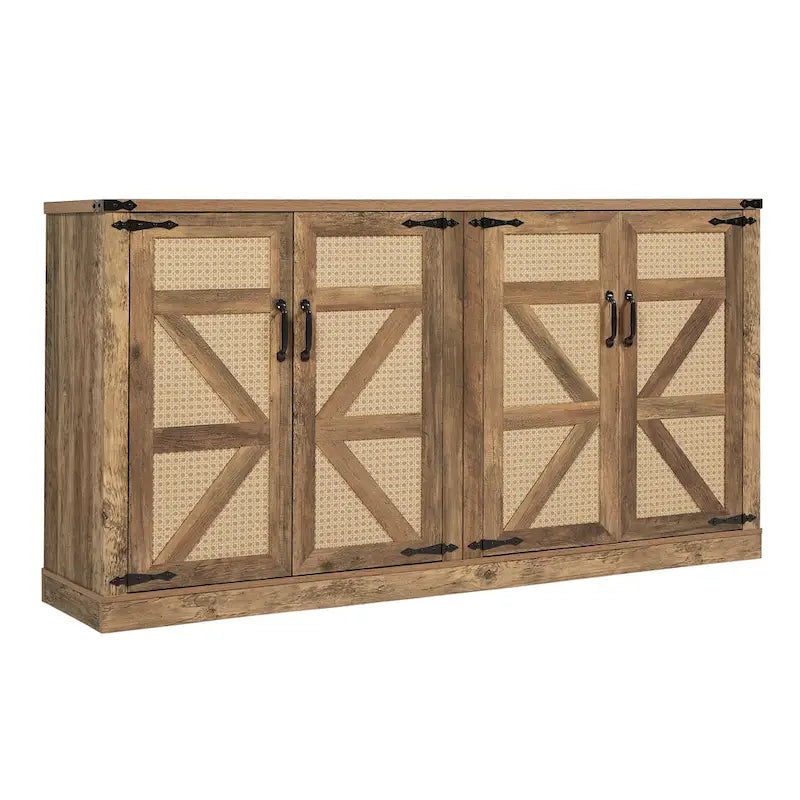 Armoire de rangement rustique en similicuir tressé