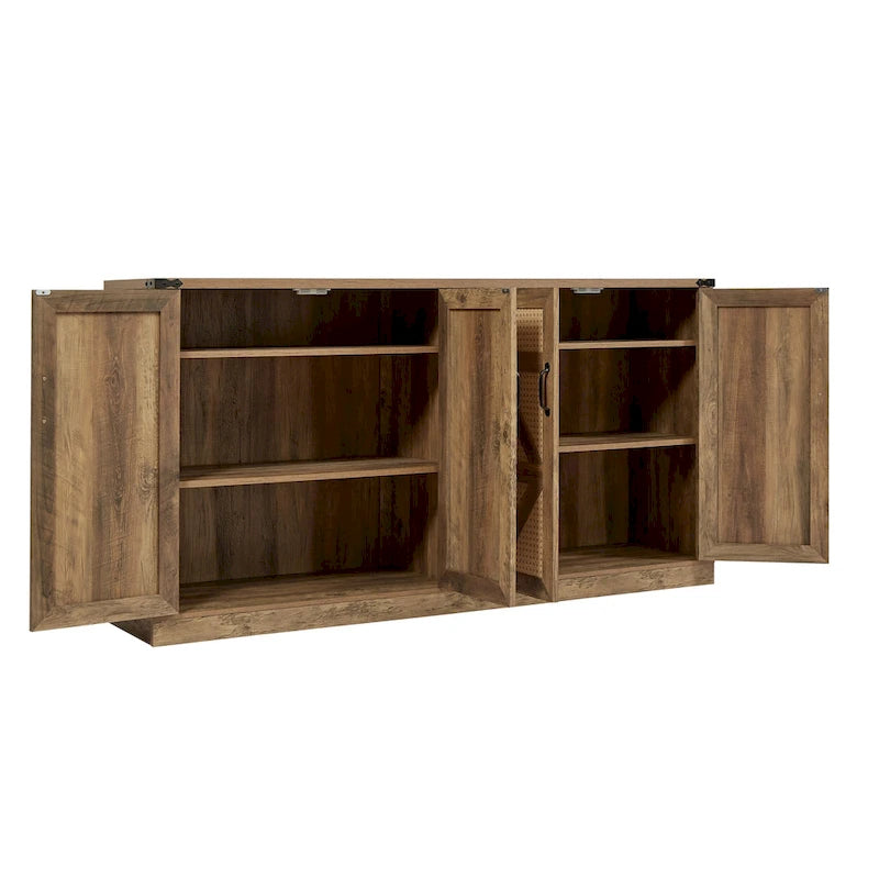 Armoire de rangement rustique en similicuir tressé