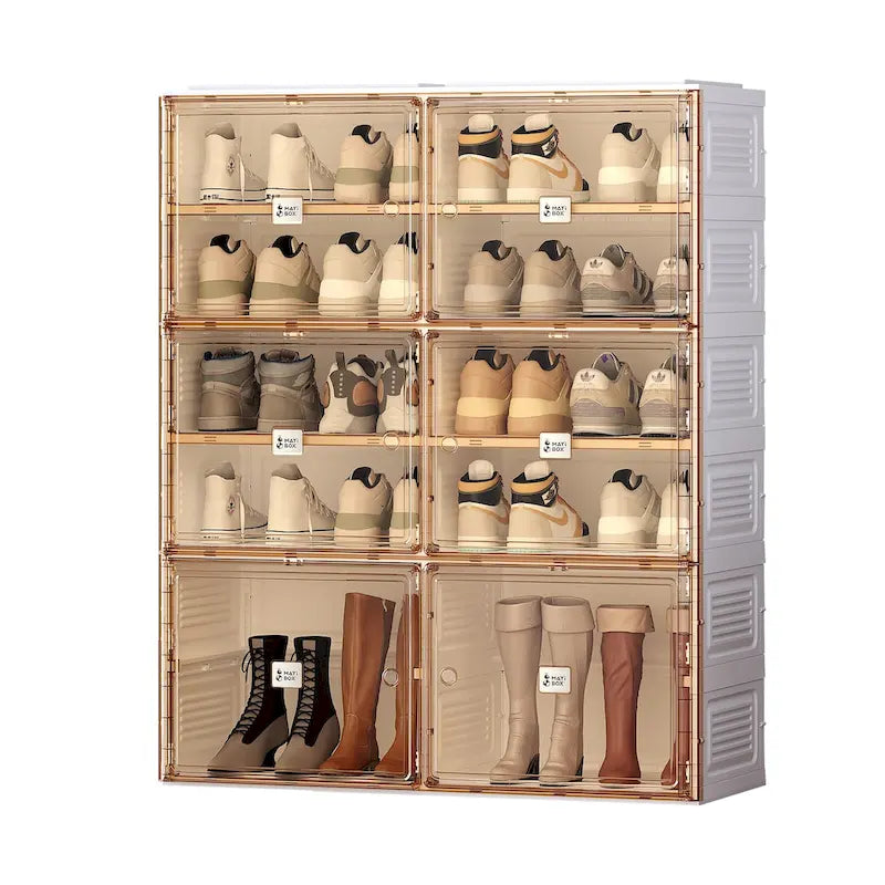 Meuble à chaussures portable pour salon, armoire de rangement empilable avec portes et étagères, boîte à chaussures pour placard