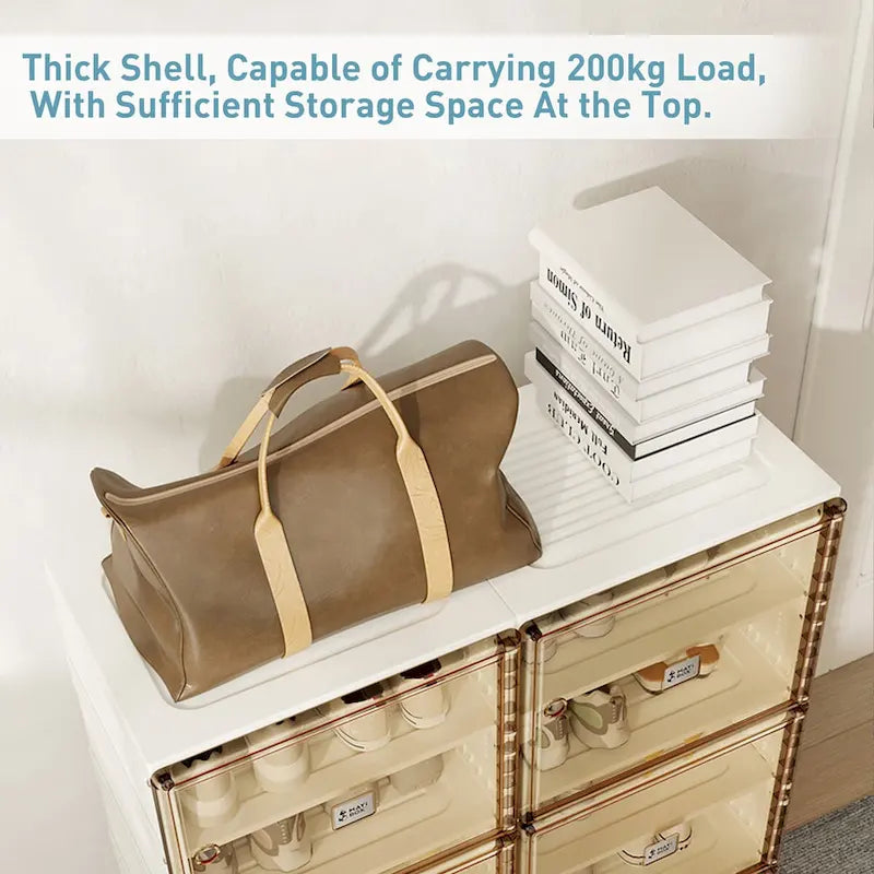 Meuble à chaussures portable pour salon, armoire de rangement empilable avec portes et étagères, boîte à chaussures pour placard