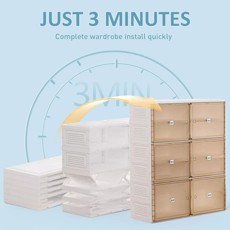 Meuble à chaussures portable pour salon, armoire de rangement empilable avec portes et étagères, boîte à chaussures pour placard