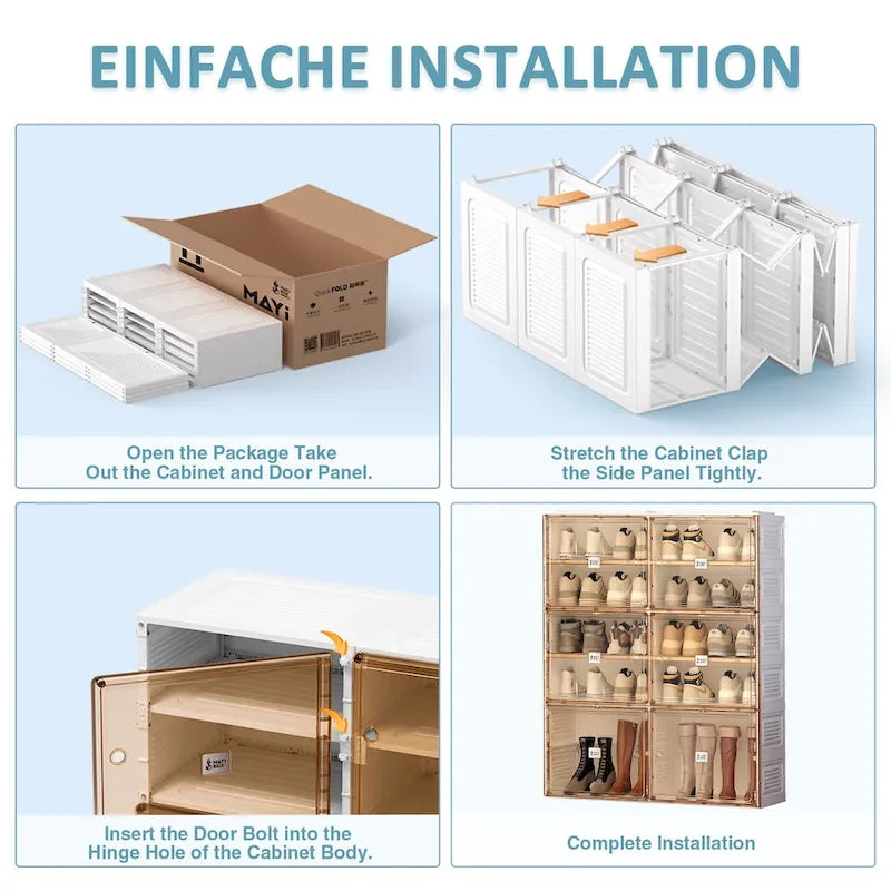 Meuble à chaussures portable pour salon, armoire de rangement empilable avec portes et étagères, boîte à chaussures pour placard