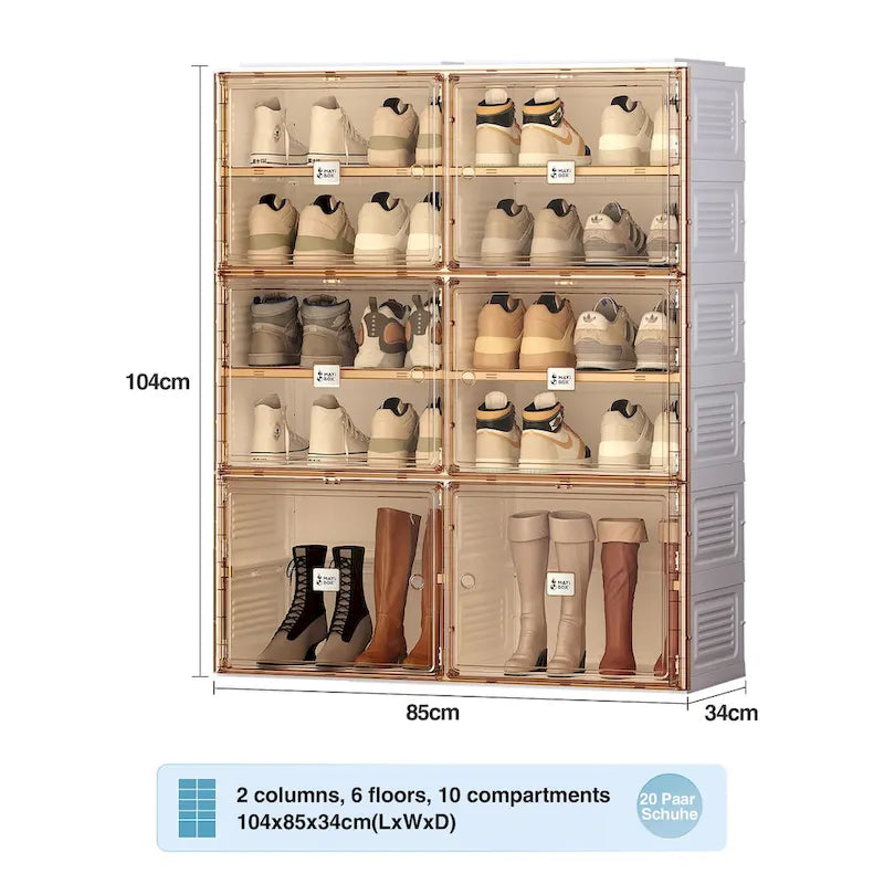 Meuble à chaussures portable pour salon, armoire de rangement empilable avec portes et étagères, boîte à chaussures pour placard