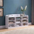 Banc de rangement à chaussures blanc, neuf étagères de rangement, organisateur d'entrée