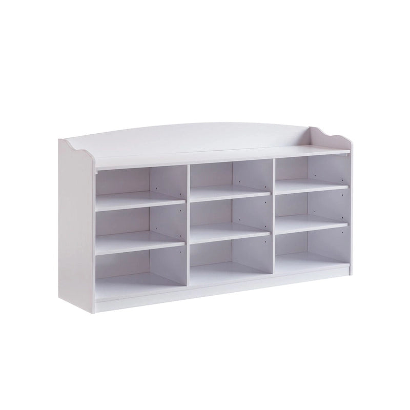 Banc de rangement à chaussures blanc, neuf étagères de rangement, organisateur d'entrée