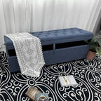 Banc de rangement extra long de 140 cm avec coffre de rangement à couvercle rabattable