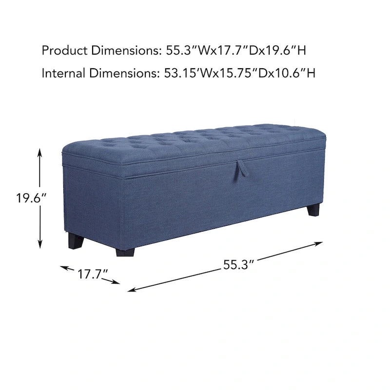 Banc de rangement extra long de 140 cm avec coffre de rangement à couvercle rabattable