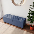 Banc de rangement extra long de 140 cm avec coffre de rangement à couvercle rabattable
