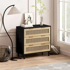 Commode de rangement en rotin à 3 tiroirs pour Chambre, Salon, Salle à manger