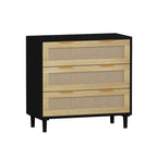 Commode de rangement en rotin à 3 tiroirs pour Chambre, Salon, Salle à manger
