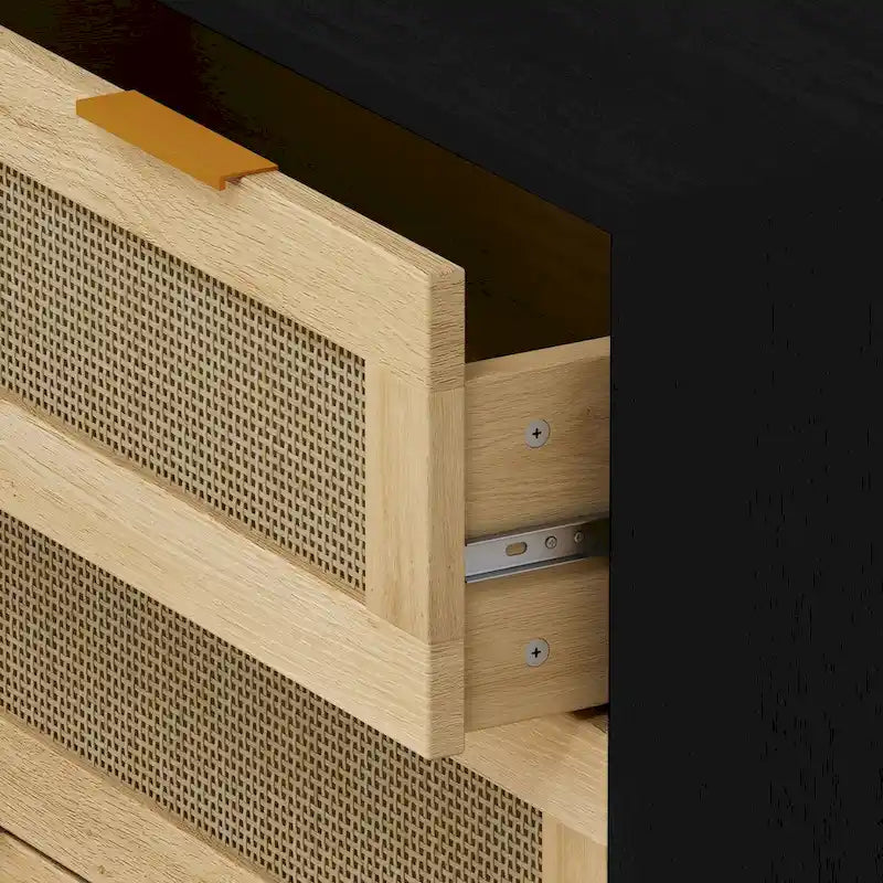 Commode de rangement en rotin à 3 tiroirs pour Chambre, Salon, Salle à manger