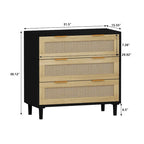 Commode de rangement en rotin à 3 tiroirs pour Chambre, Salon, Salle à manger
