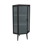 Meuble à trois niveaux avec portes en verre trempé et étagères de rangement