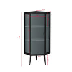 Meuble à trois niveaux avec portes en verre trempé et étagères de rangement