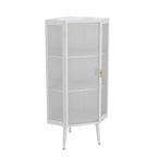 Meuble à trois niveaux avec portes en verre trempé et étagères de rangement