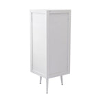 Meuble à trois niveaux avec portes en verre trempé et étagères de rangement