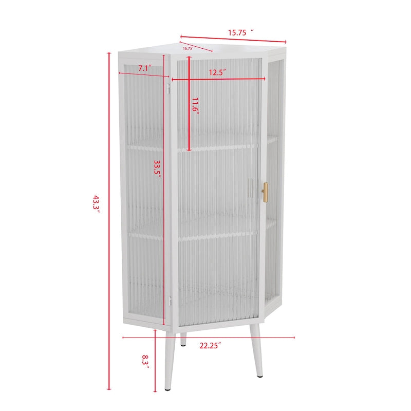 Meuble à trois niveaux avec portes en verre trempé et étagères de rangement