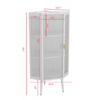 Meuble à trois niveaux avec portes en verre trempé et étagères de rangement
