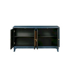 Panneaux à grain premium fabriqués à la main, Armoire de rangement d'appoint avec 4 portes en rotin, Table console placard de rangement moderne