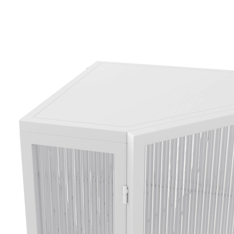 22,25 Meuble d'angle bas, Trois niveaux avec portes en verre trempé et étagères de rangement