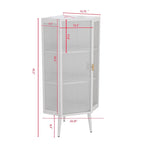 22,25 Meuble d'angle bas, Trois niveaux avec portes en verre trempé et étagères de rangement