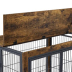 Table d'appoint Caisse pour chien de style meuble sur roulettes avec doubles portes et dessus relevable, marron rustique, 31,50 L x 22,05 P x 25 H.