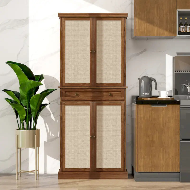 Armoire 4 portes 1 tiroir, avec 4 étagères intérieures réglables, meuble de rangement