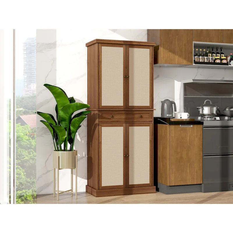 Armoire 4 portes 1 tiroir, avec 4 étagères intérieures réglables, meuble de rangement