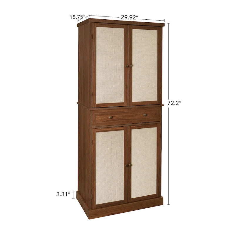 Armoire 4 portes 1 tiroir, avec 4 étagères intérieures réglables, meuble de rangement