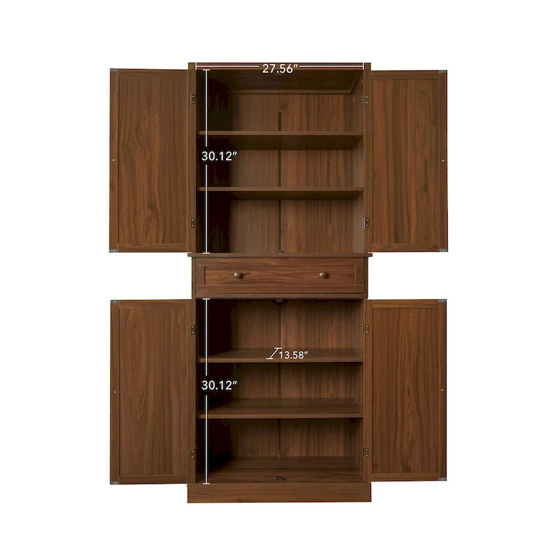 Armoire 4 portes 1 tiroir, avec 4 étagères intérieures réglables, meuble de rangement