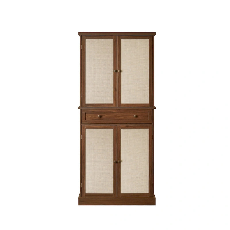 Armoire 4 portes 1 tiroir, avec 4 étagères intérieures réglables, meuble de rangement
